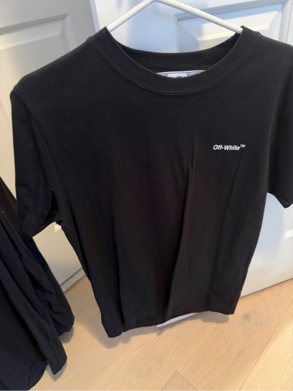 Off-White Black Kids Short Sleeve Tee with White Logo